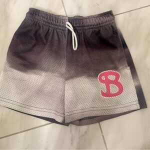 Kids Gradient Black and Gray Shorts with Pink Logo